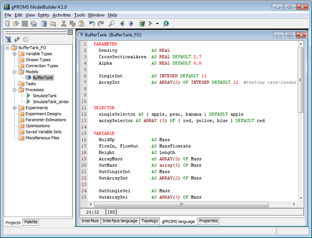 Viewing BufferTank in gPROMS Model Builder