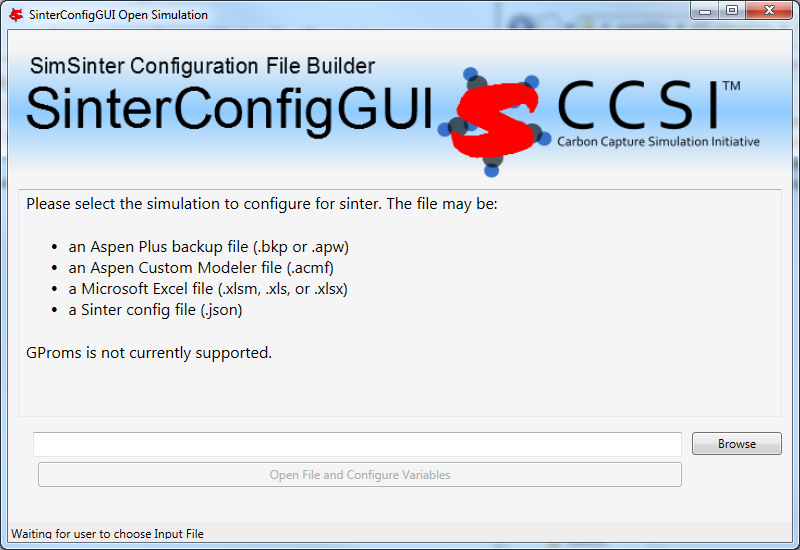 SinterConfigGUI Open Simulation Window