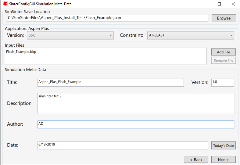 SinterConfigGUI Simulation Meta-Data with Data Completed