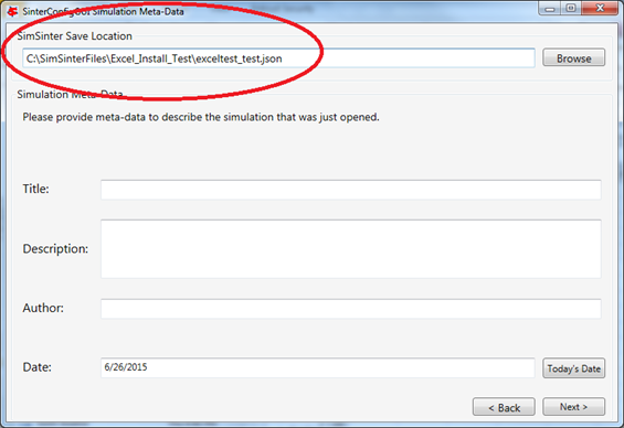 SinterConfigGUI Simulation Meta-Data Save Text Box
