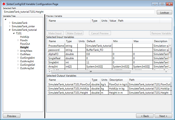 HoldUp and Height Output Variables