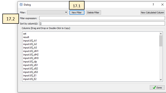 Filtering Dialog Box