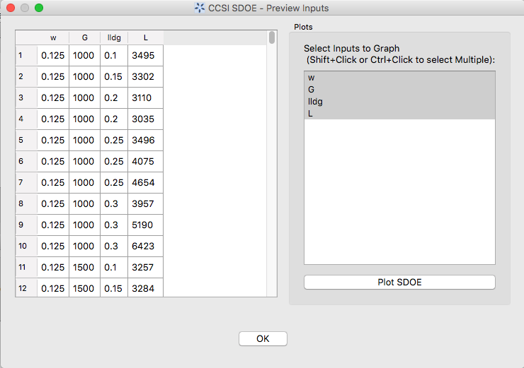 SDOE preview of inputs