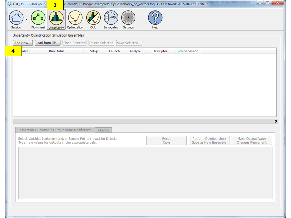 Add New Ensemble Dialog, Flowsheet Option