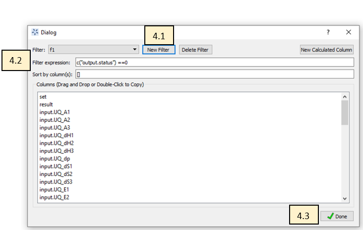 Data Manipulation, Filtering Dialog Box