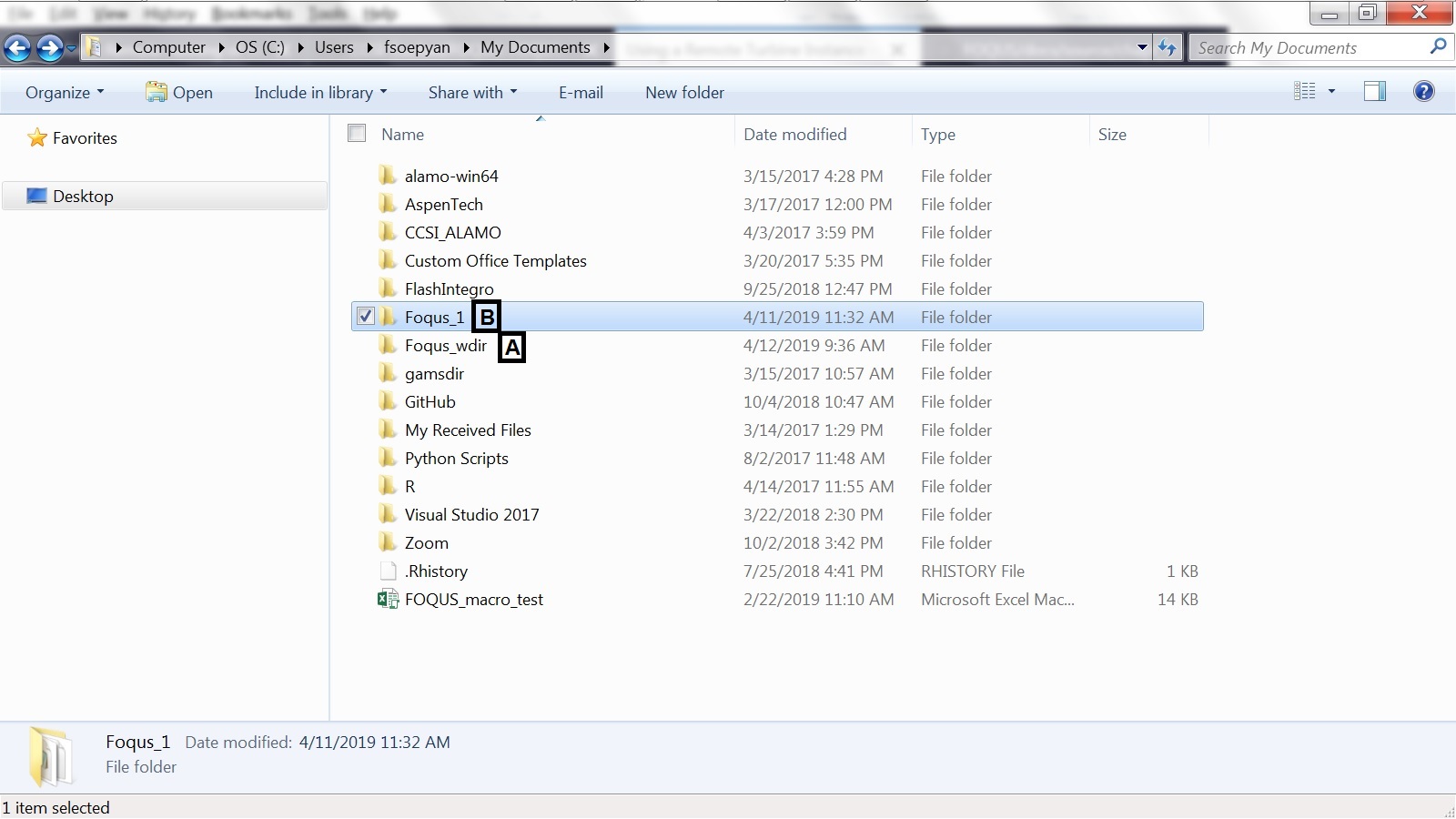 FOQUS Working Directory and Folder