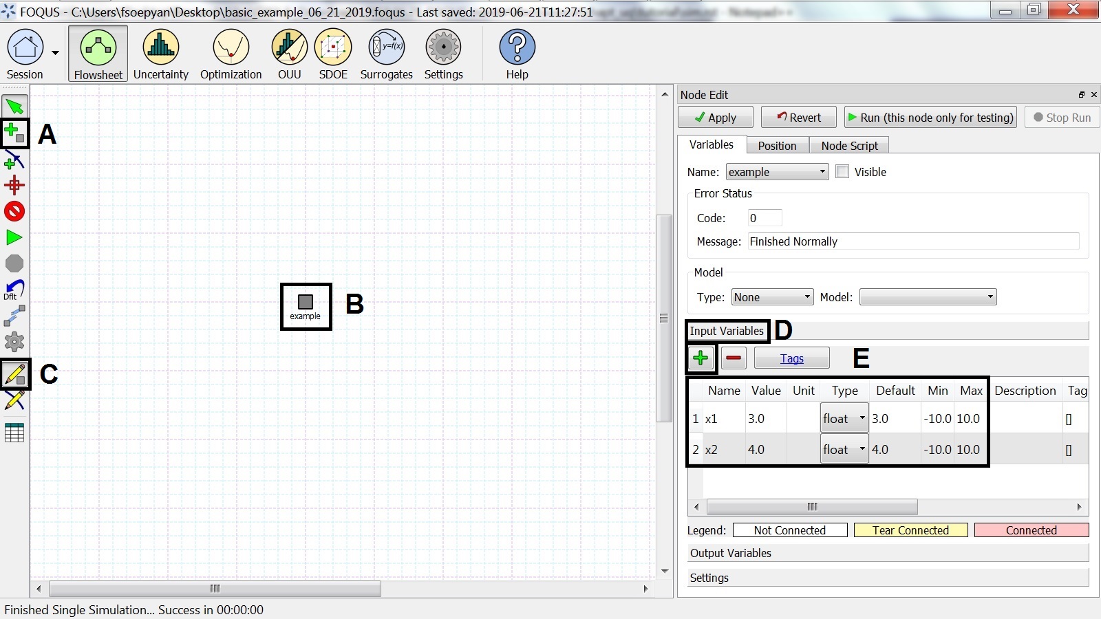 Inserting a Node and Specifying the Inputs