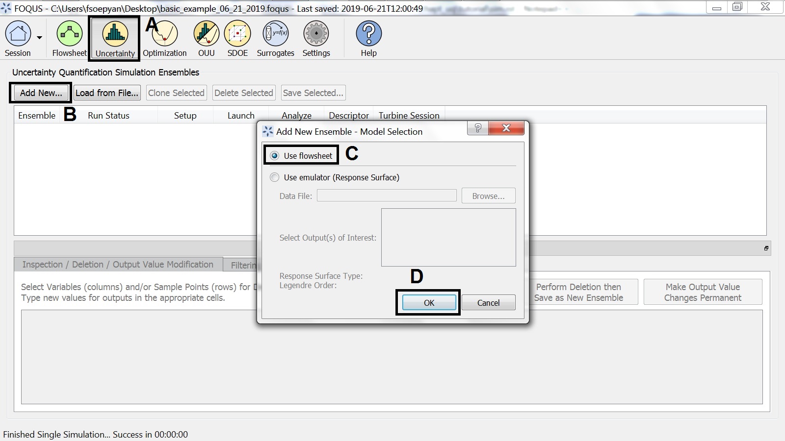 The Uncertainty Tab in FOQUS