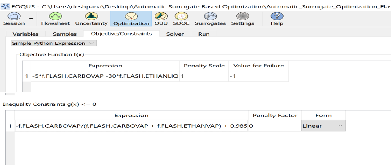 Figure 12: Add objective function and constraints to the solver