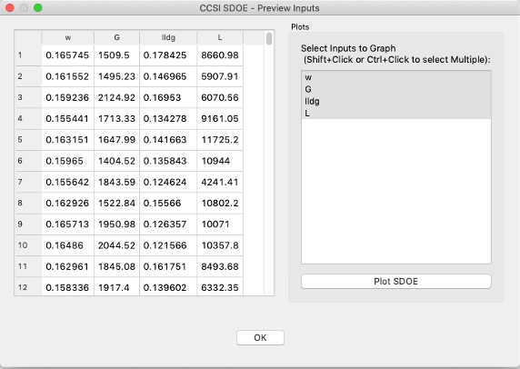 Preview inputs Dialog