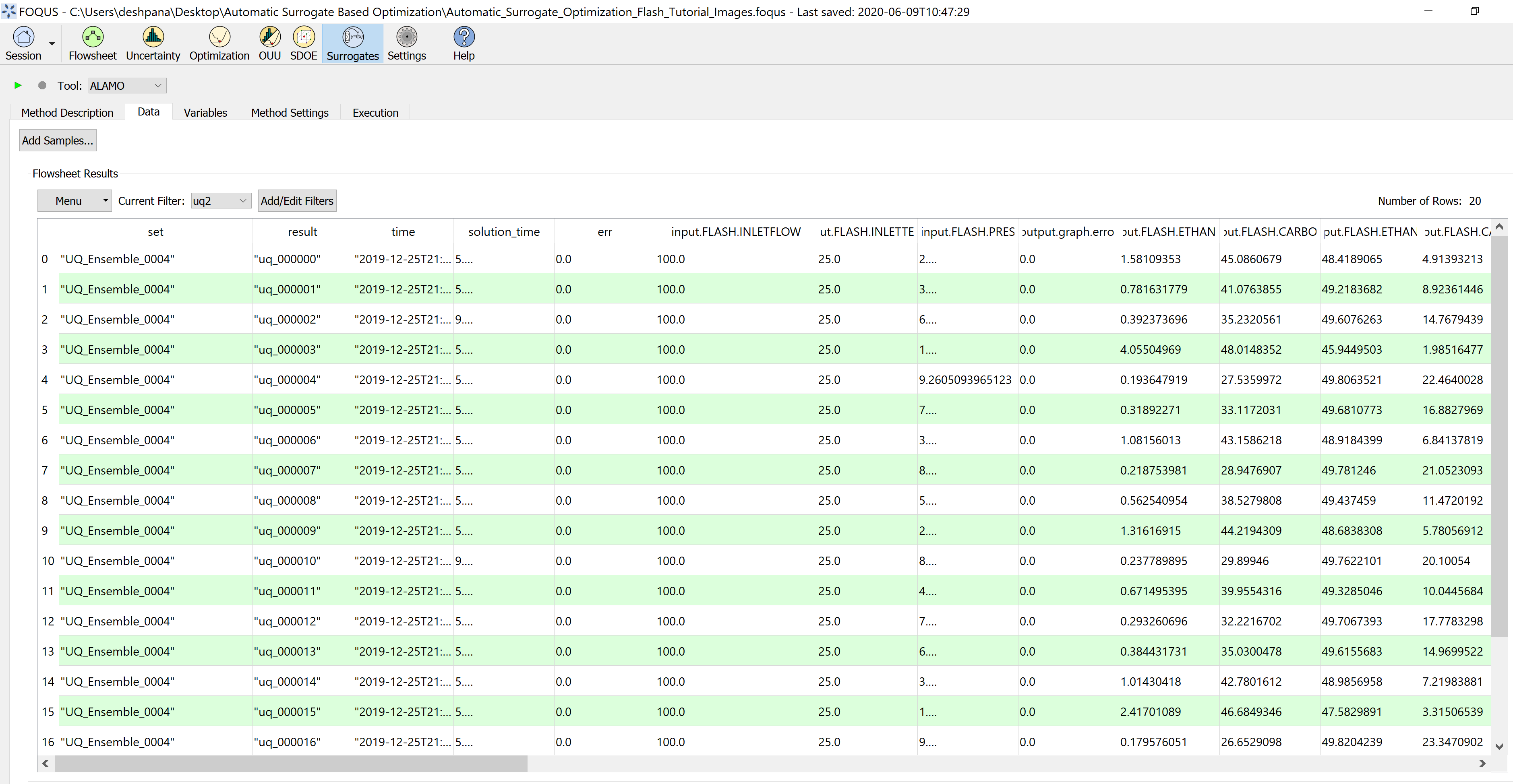 Figure 6: Select data for surrogate model generation